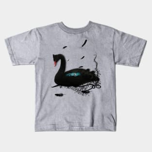 Wonderful black swan with dark mermaid Kids T-Shirt